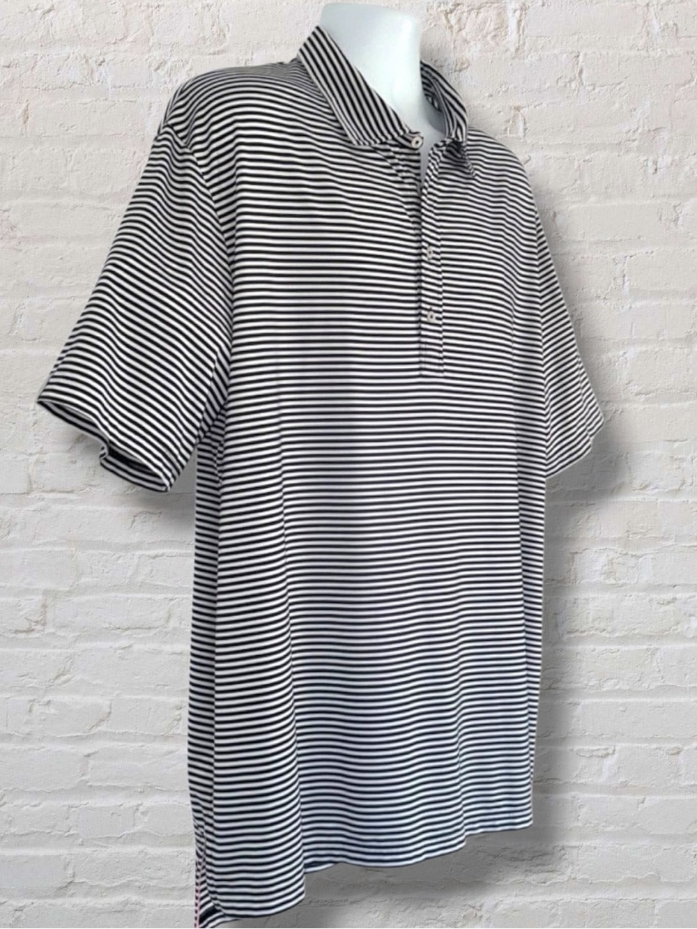 RLX Ralph Lauren Polo Shirt Men’s XXL Black White Stripe Performance Golf Polo